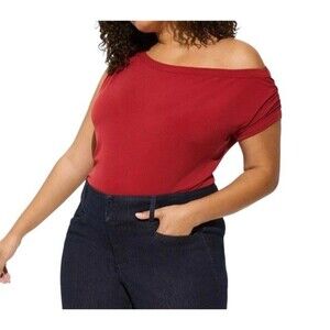 Torrid Studio Knit Off Shoulder Cowl Top Women's Size 1 Rhubarb Size 14/16 New!